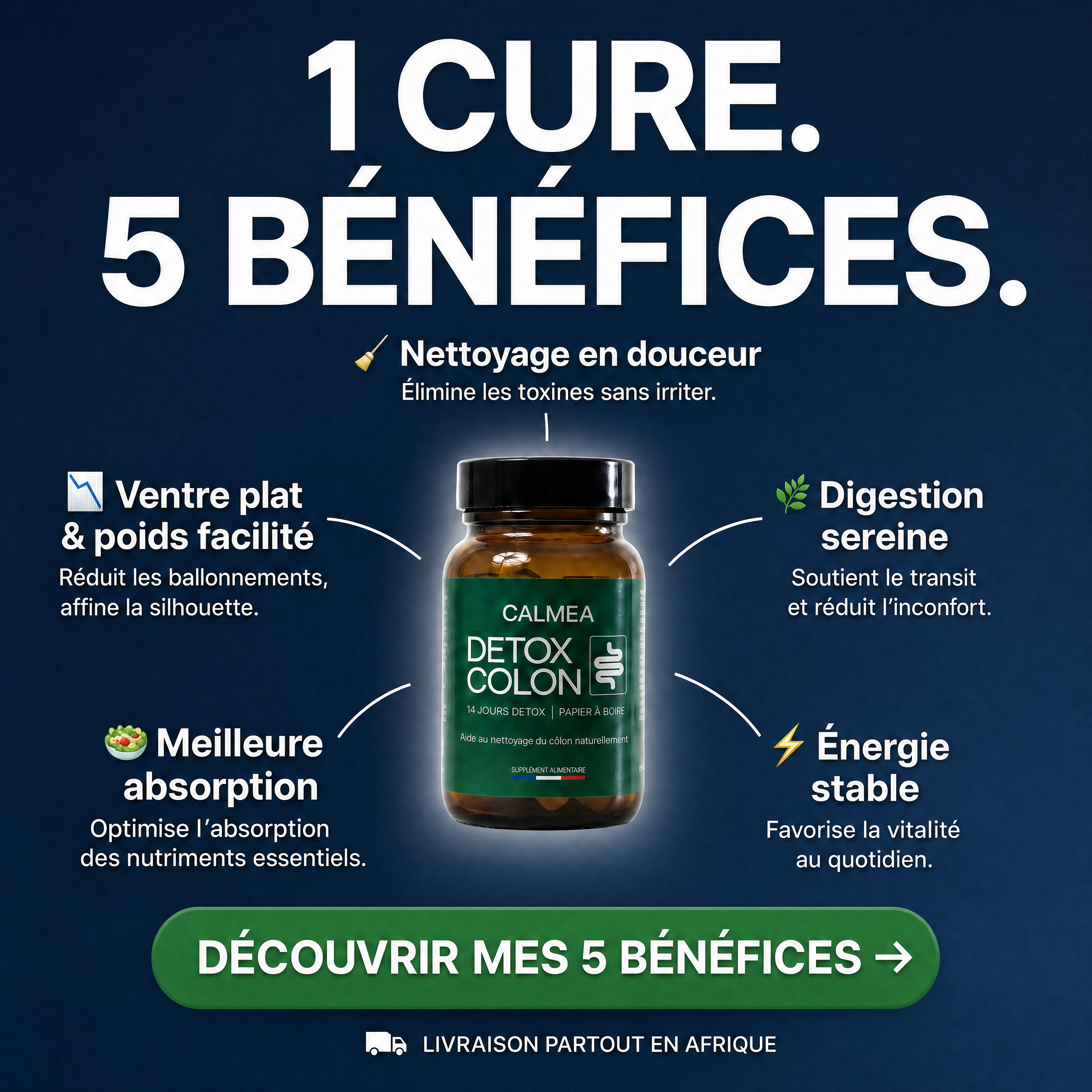 Flacon Detox Colon sur packaging premium